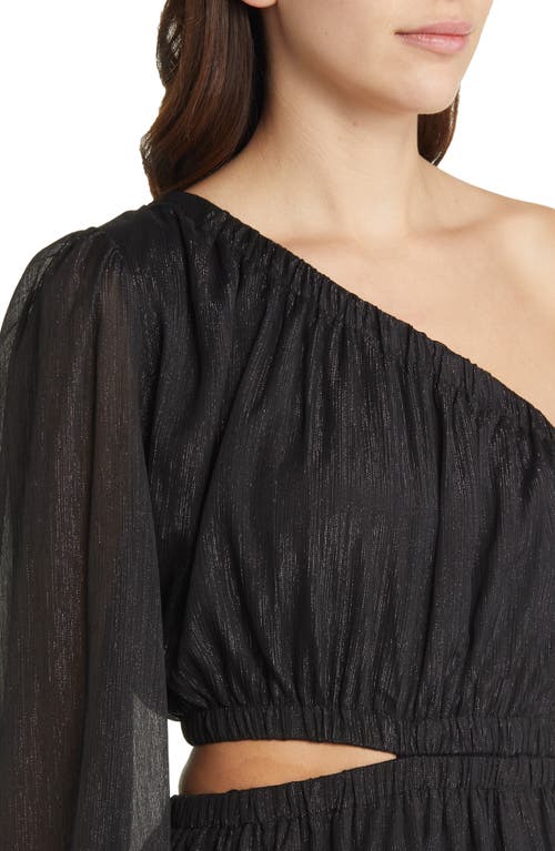 Moon River One-shoulder Cutout Midi Dress In Black