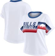 WEAR by Erin Andrews Women's WEAR by Erin Andrews White Buffalo Bills Cropped Center Stripe Dolman T-Shirt