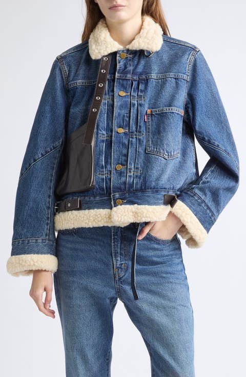 Levi's® Denim Jacket with Leather & Faux Shearling Trim