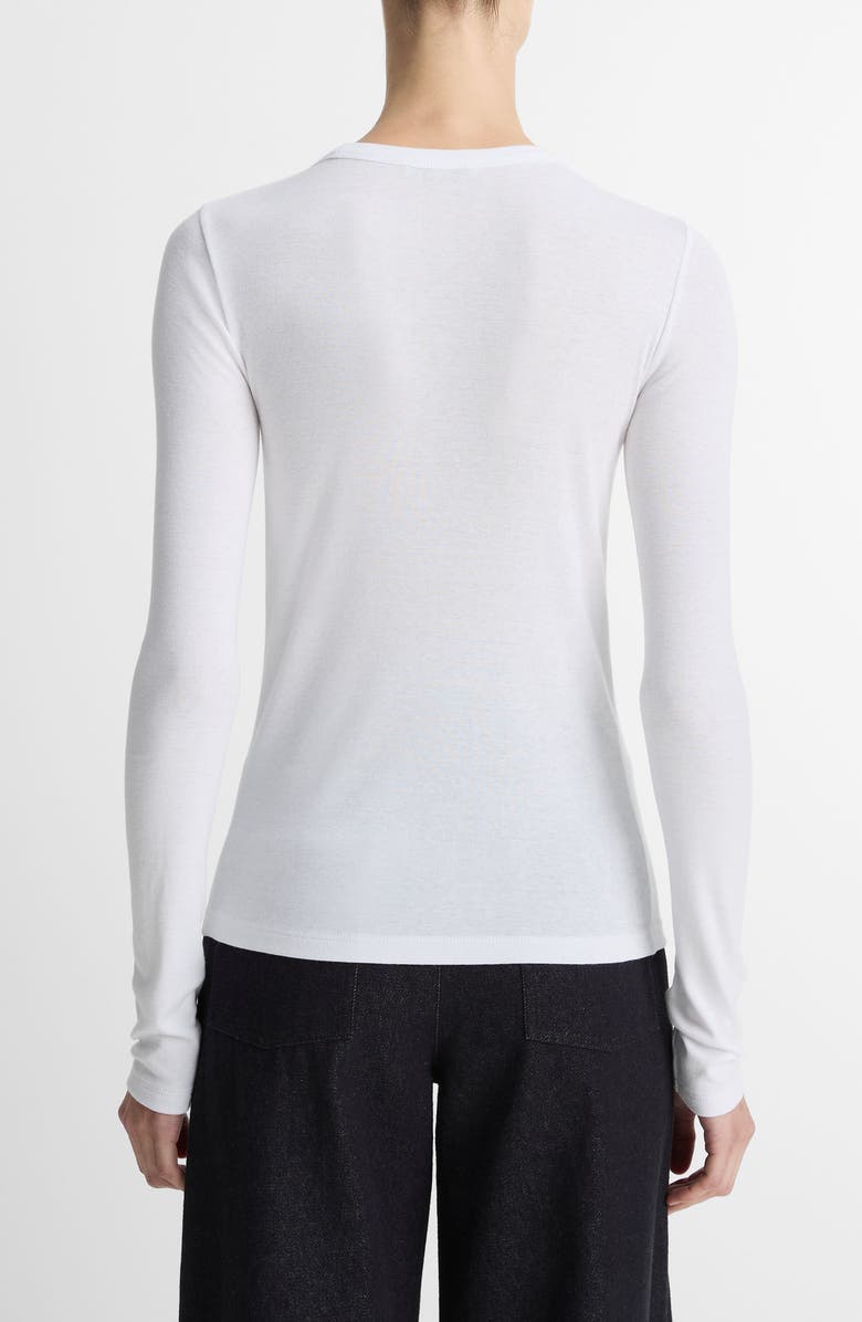 Vince Essential Long Sleeve Pima Cotton & Modal T-Shirt, Alternate, color, Optic White