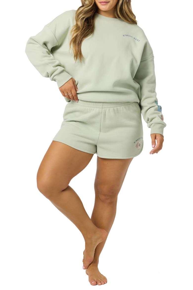 Petal Fleece Shorts, Alternate, color, DESERT SAGE