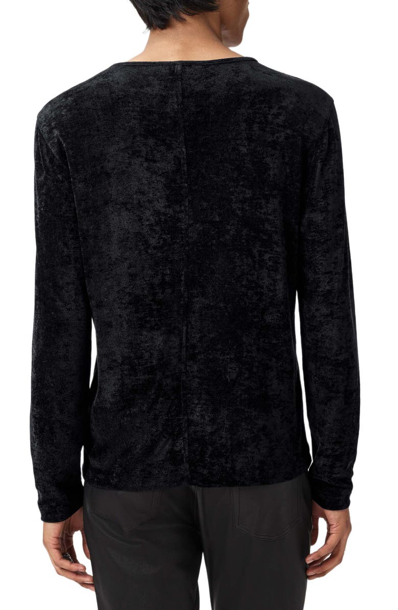 John Varvatos Sandro Long Sleeve Velvet Top, Alternate, color, Black