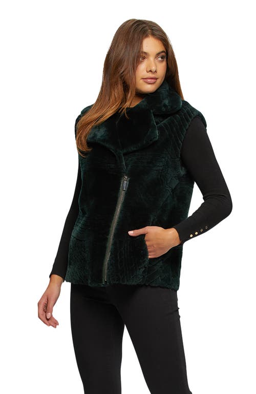 Gorski Grooved Pattern Shearling Lamb Vest In Green