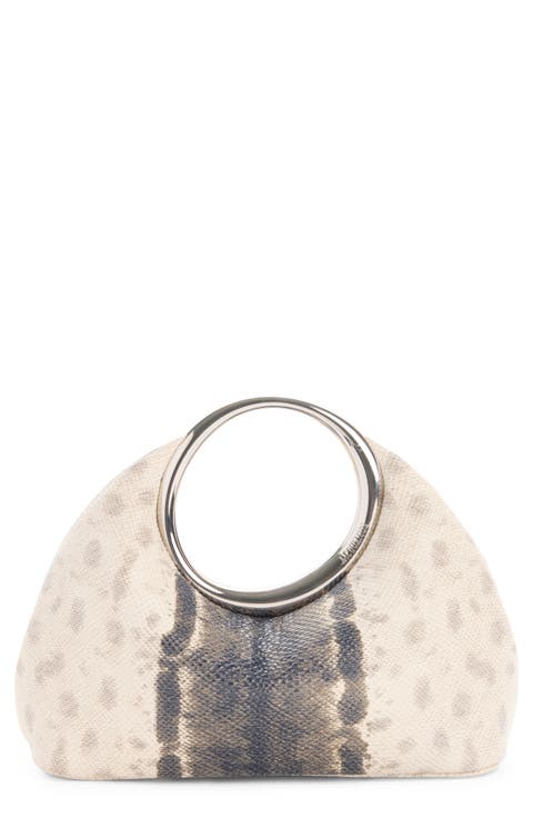 Le Petit Calino Snakeskin Embossed Leather Top Handle Bag