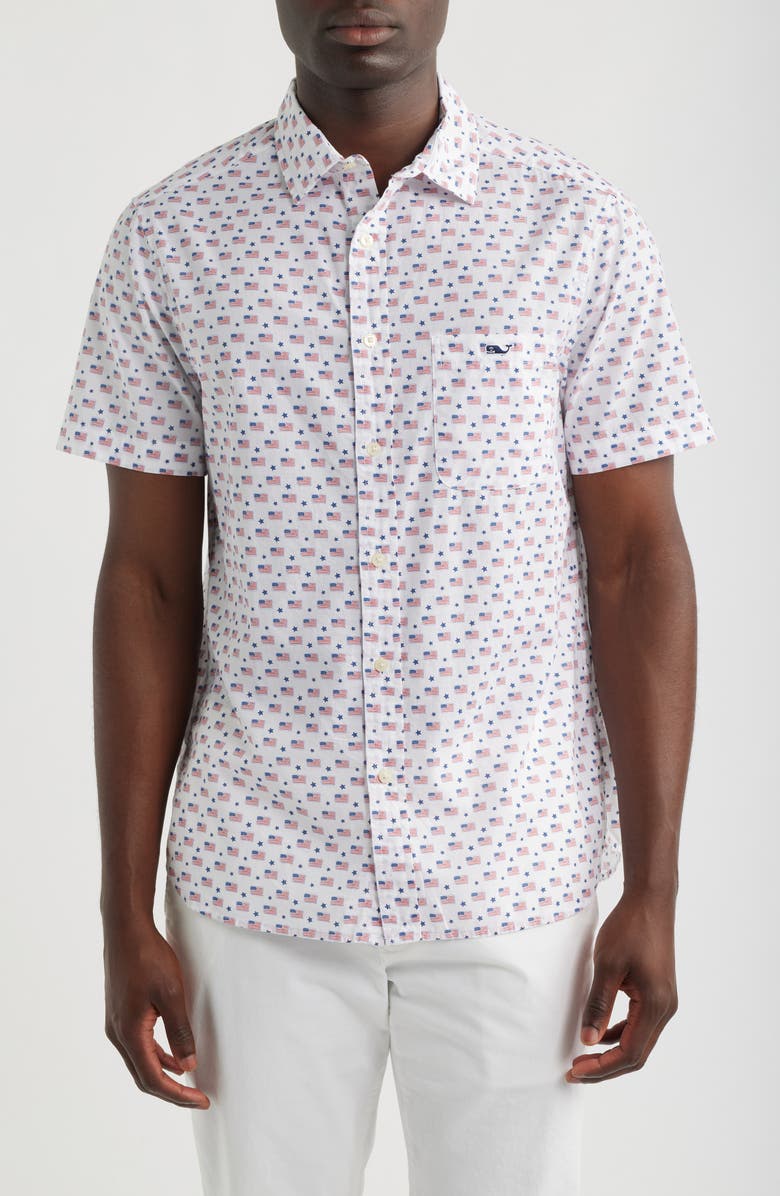 vineyard vines Flags & Stars Cotton Polo, Main, color, White Cap