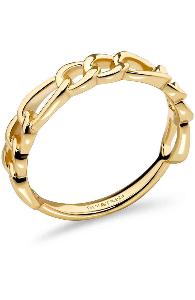 DEVATA Figaro Link Ring in Gold Plated Sterling Silver, Alternate, color, Yellow Gold