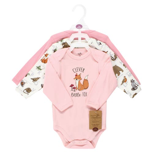 Touched By Nature Organic Long-sleeve Bodysuit 3pk In Pink