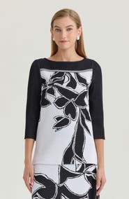 Ming Wang Floral Jacquard Soft Knit Tunic