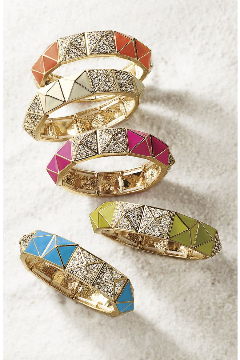 Pyramid Stretch Bracelet, Alternate, color, BLACK/ GOLD