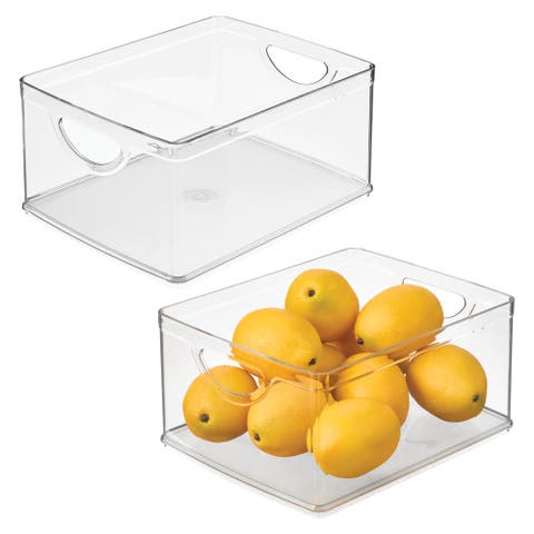 Stackable Pantry Storage Bin for Cabinets or Fridge, Set of 2, Clear, Made in USA