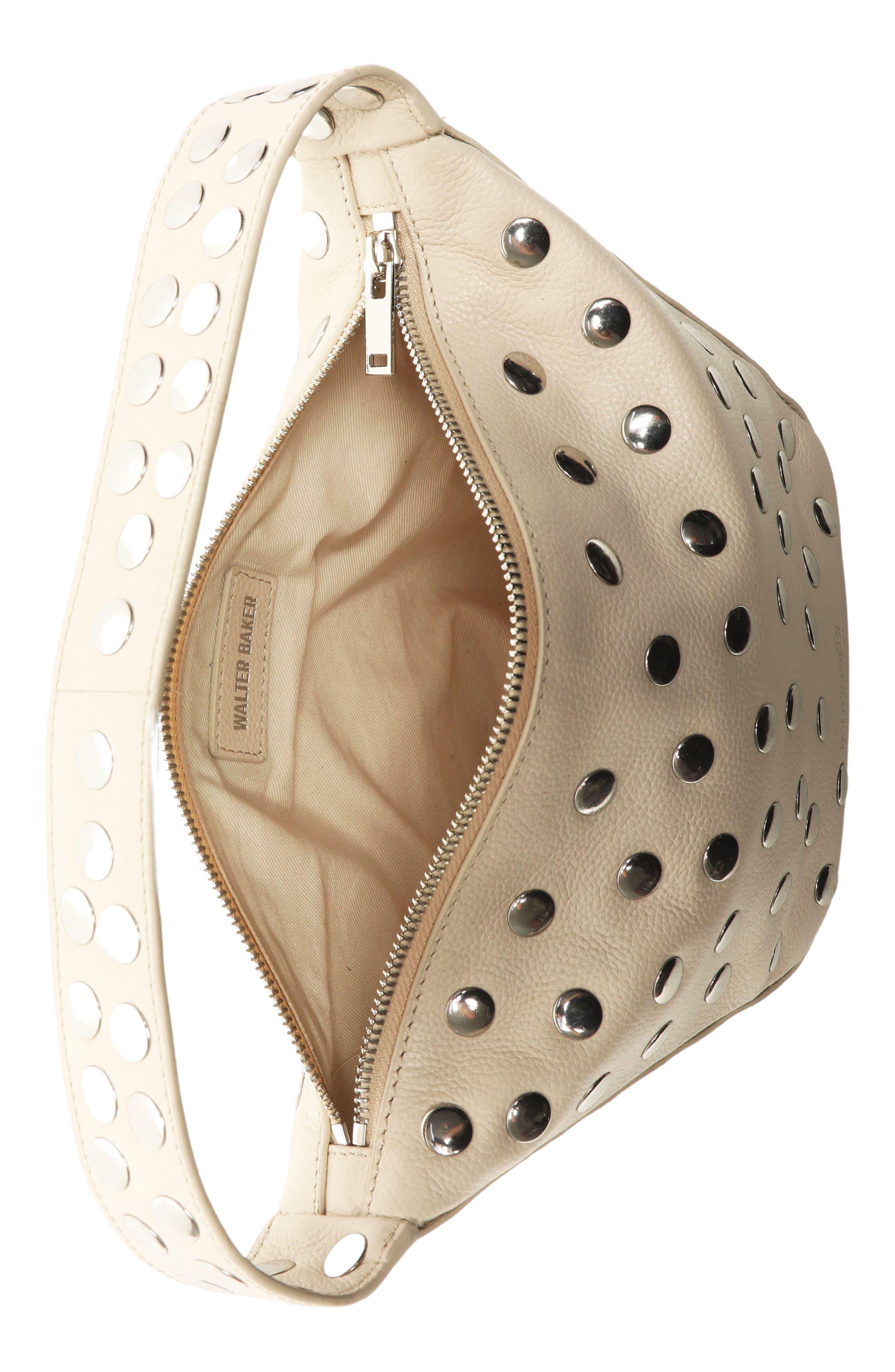 Walter Baker Hendrix Stud Leather Shoulder Bag, Alternate, color, Oyster