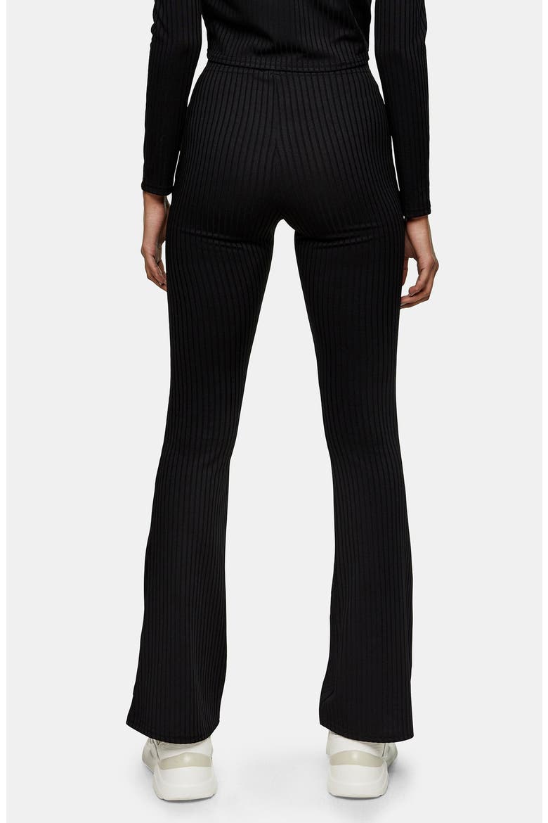 Ribbed Flare Skinny Pants, Alternate, color, BLACK
