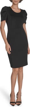 Calvin Klein Puff Sleeve Scuba Sheath Dress