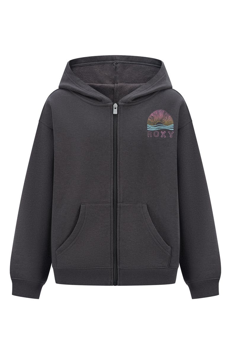 Roxy Kids' Sunset Scene Zip-Up Hoodie, Main, color, Phantom