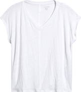 Eileen Fisher Boxy V-Neck Organic Linen T-Shirt