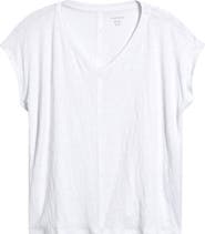 Eileen Fisher Boxy V-Neck Organic Linen T-Shirt