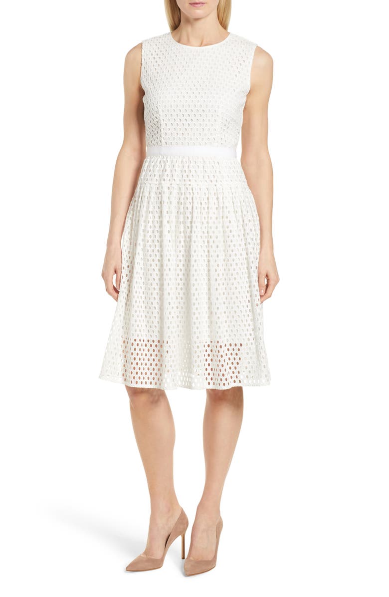 BOSS Dafalia Cotton Eyelet Dress, Main, color,