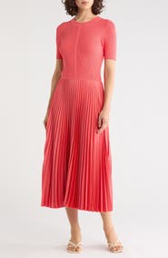BOSS Fadridi Short Sleeve Pleated Maxi Dress