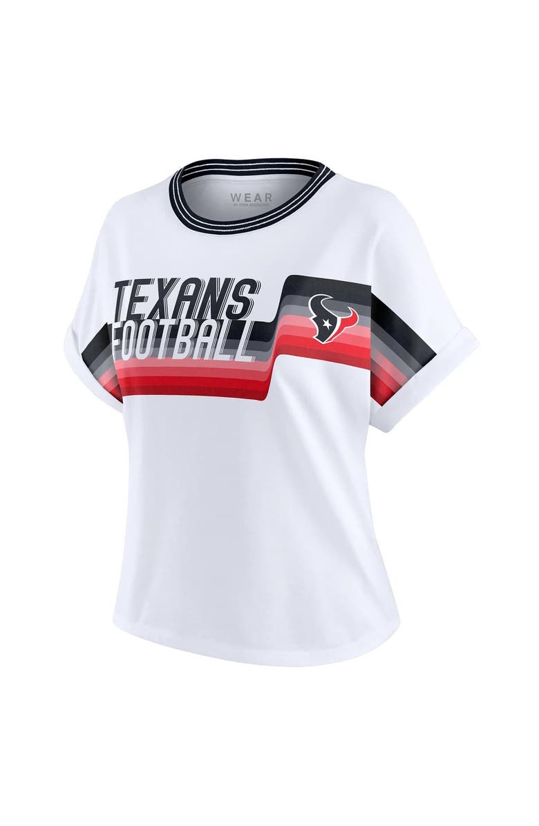 WEAR by Erin Andrews Women's WEAR by Erin Andrews White Houston Texans Cropped Center Stripe Dolman T-Shirt, Alternate, color, White