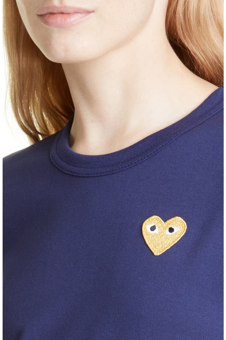 Gold Heart Patch T-Shirt, Alternate, color, NAVY
