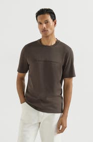 Brunello Cucinelli Cotton jersey crew-neck T-shirt with embroidery and print