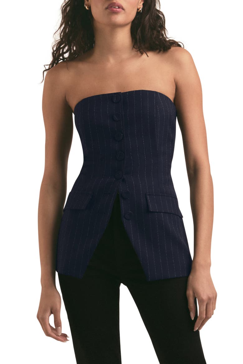 The Phoebe Pinstripe Bustier Top, Main, color, NAVY PINSTRIPE