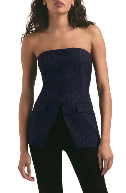 The Phoebe Pinstripe Bustier Top