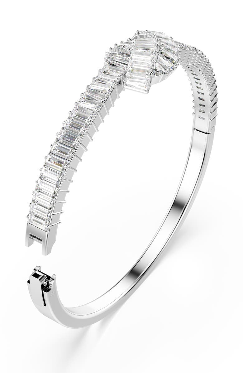 Swarovski Matrix Knot Bangle Bracelet, Alternate, color, White/ Silver