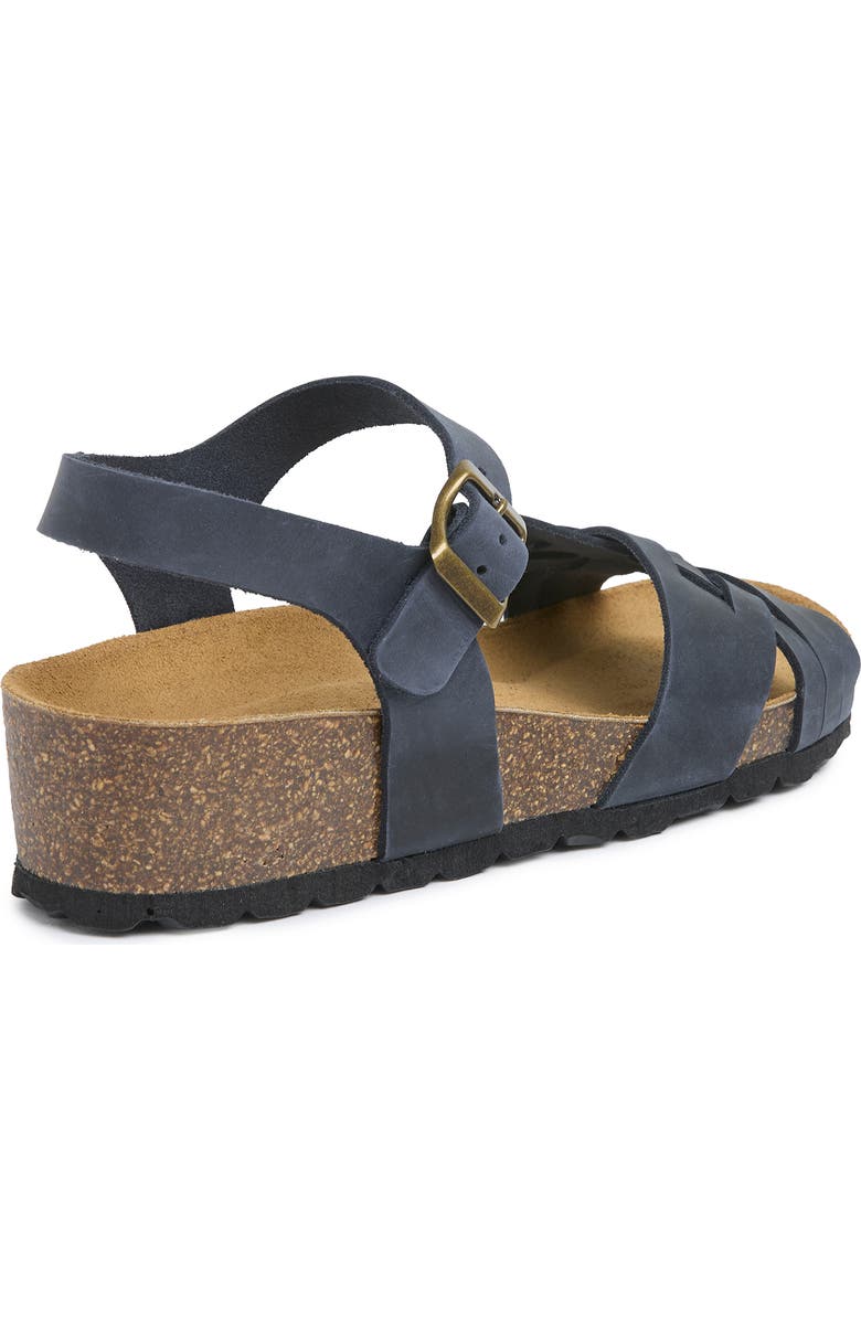 Celtic & Co. Woven Detail Low Wedge Leather Sandal, Alternate, color, Navy