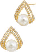 SAVVY CIE JEWELS Cubic Zirconia & Faux Pearl Stud Earrings