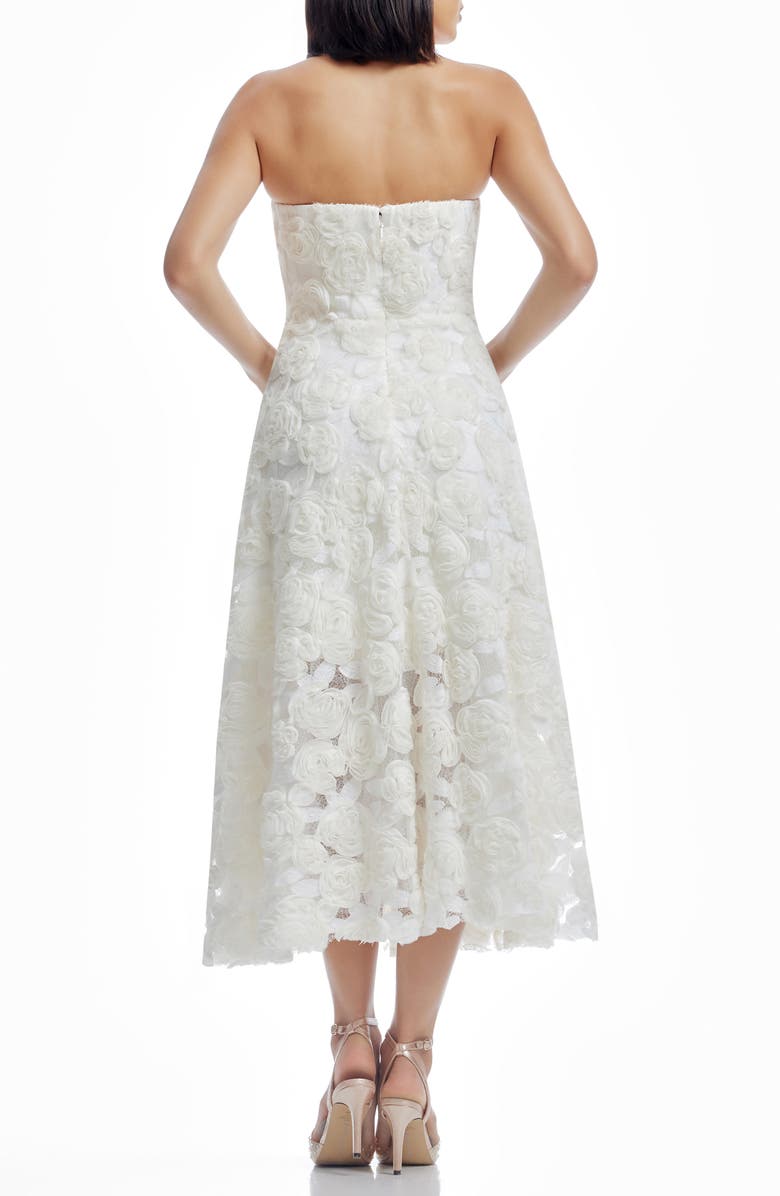 Dress the Population Briella Rosette Strapless Fit & Flare Dress, Alternate, color, Off White