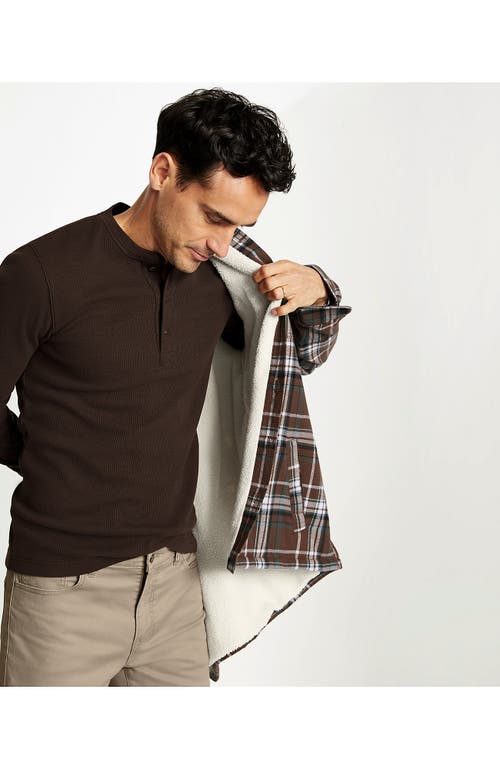 Lands' End Long Sleeve Thermal Waffle Henley In Brown