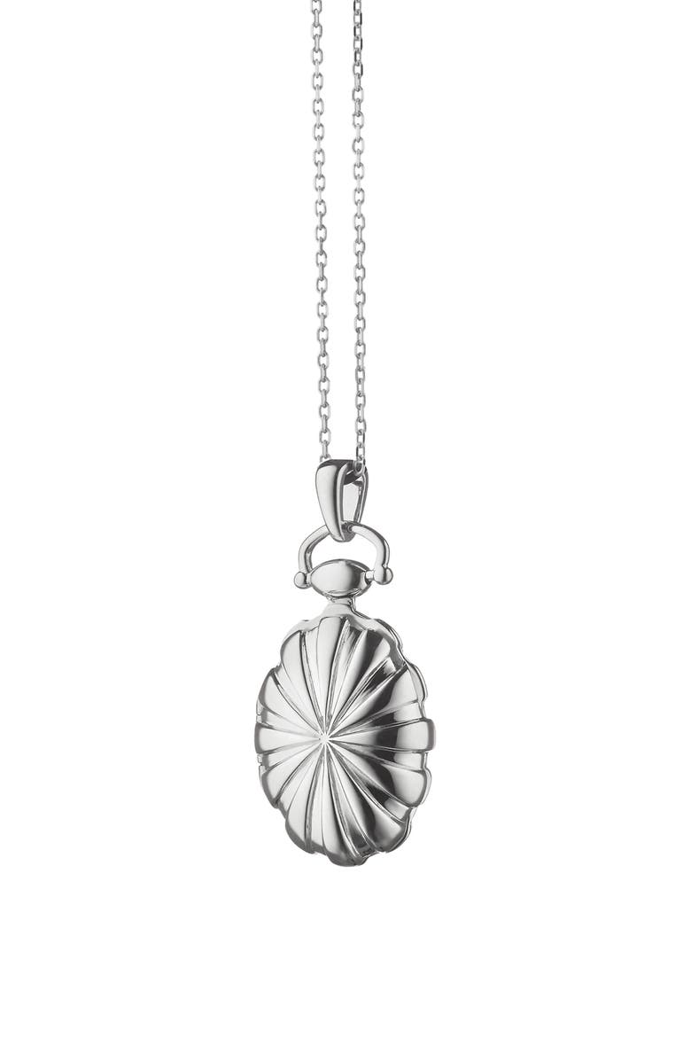 Petite Sunburst Locket Necklace, Main, color, SILVER