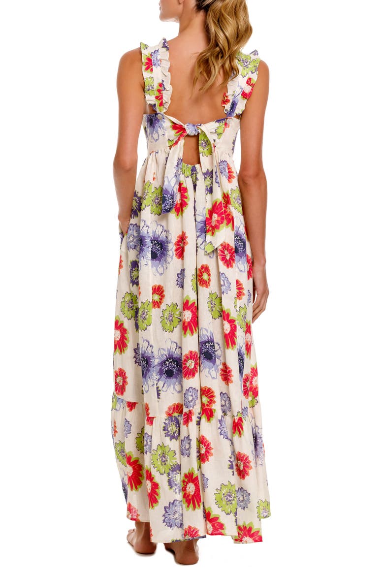 Mika Floral Linen Nightgown, Alternate, color, WHITE