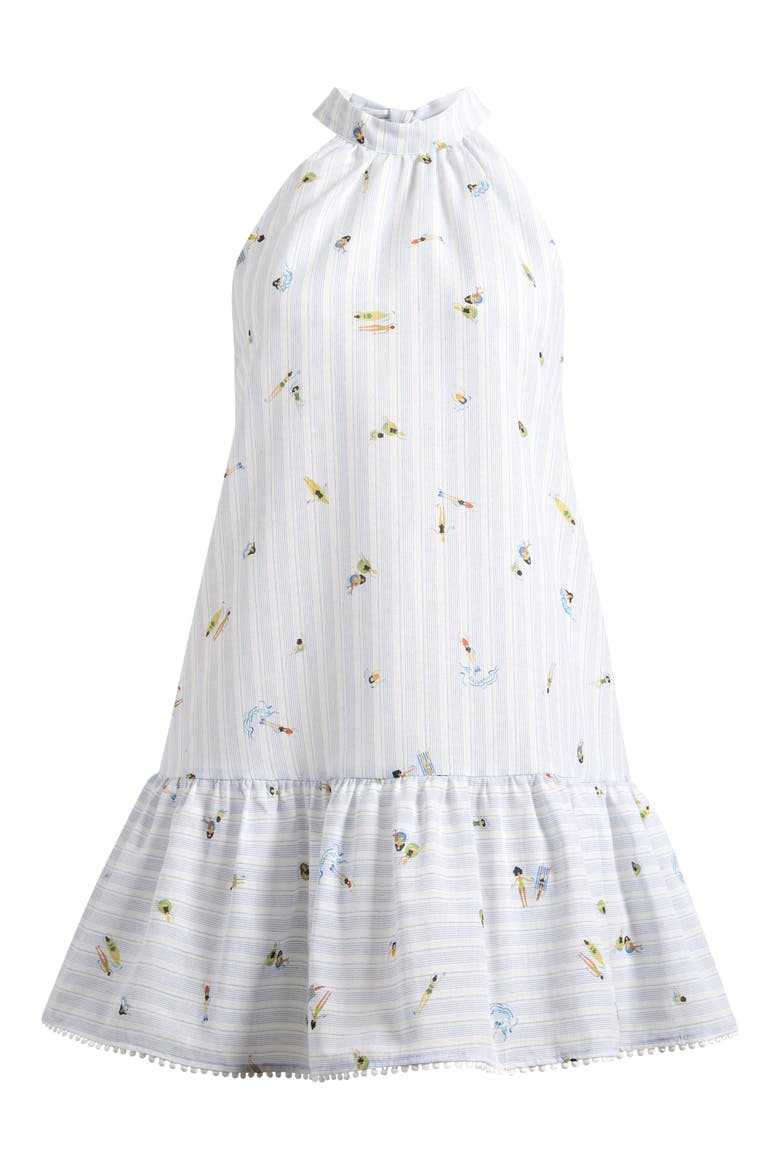 Nicole Halter Shift Minidress, Alternate, color, WHITE BLUE MULTI
