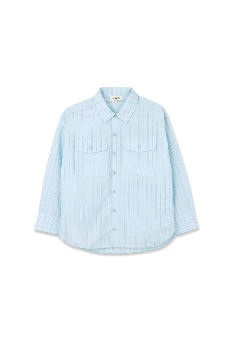Kids Long-Sleeved Shirt In Cotton, Alternate, color, Blue