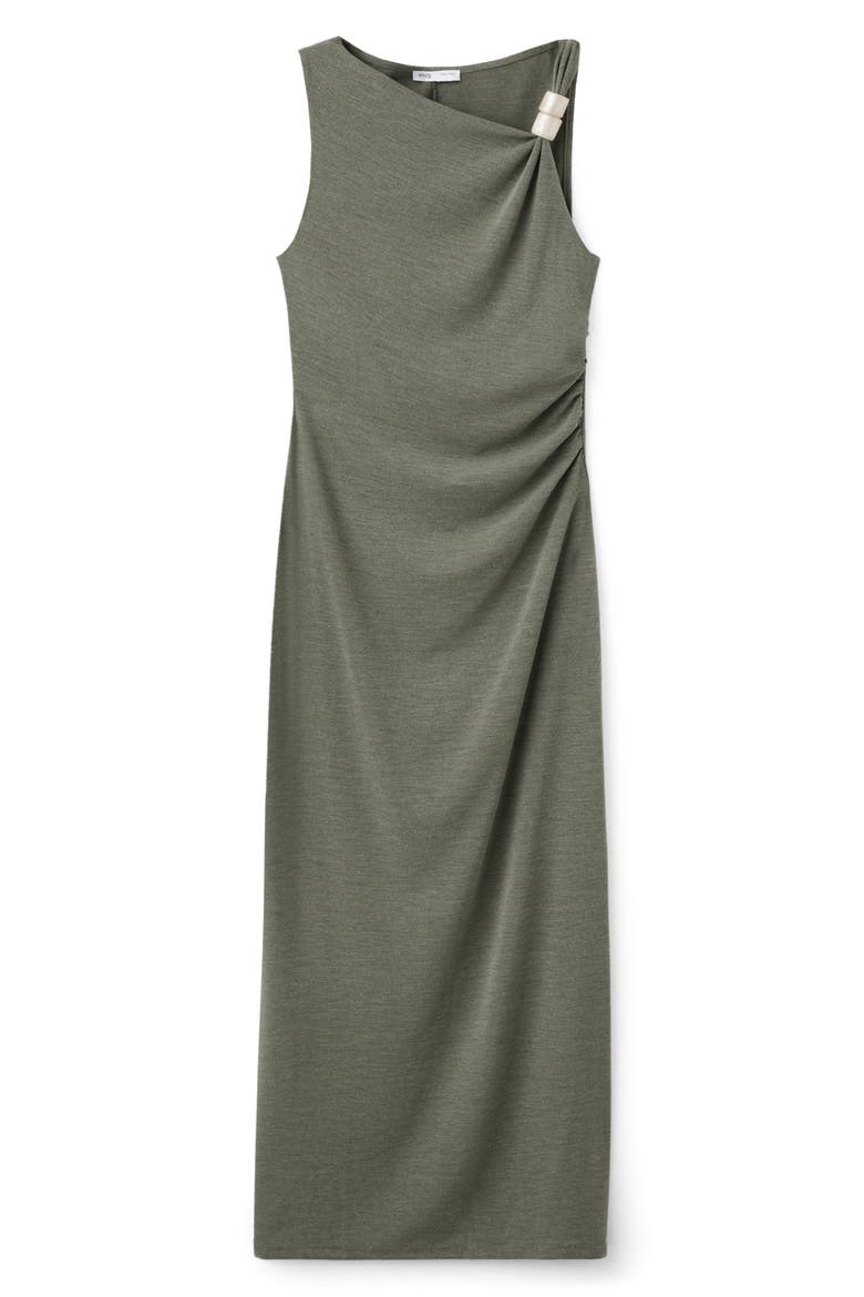 Ruched Sleeveless Midi Dress, Main, color, GREEN