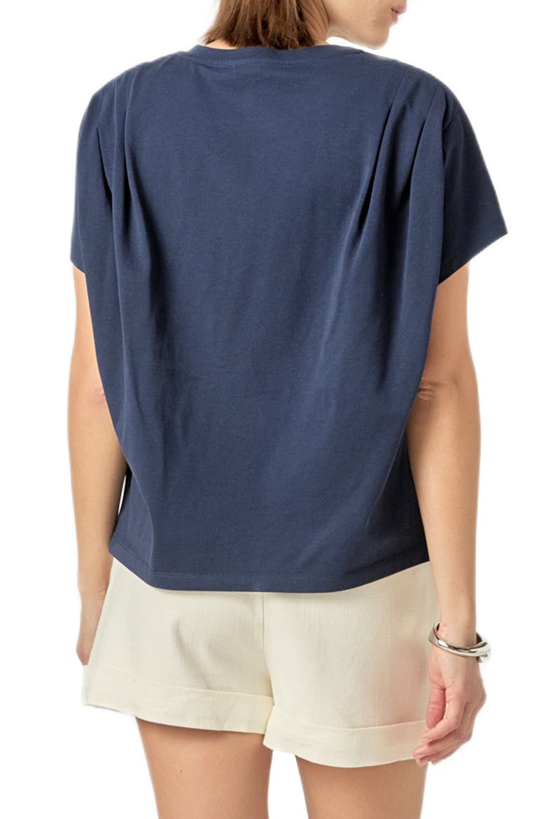 Pleat Shoulder T-Shirt, Alternate, color, NAVY