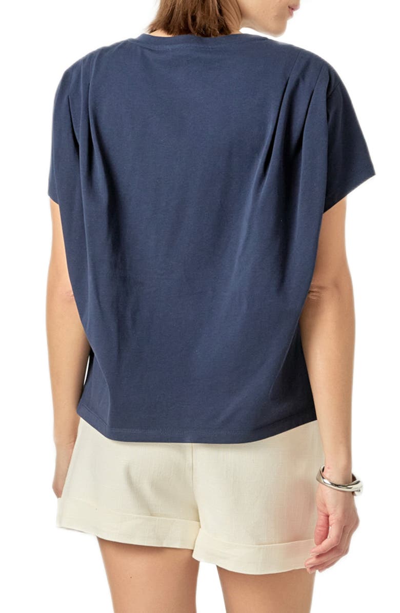 English Factory Pleat Shoulder T-Shirt, Alternate, color, Navy
