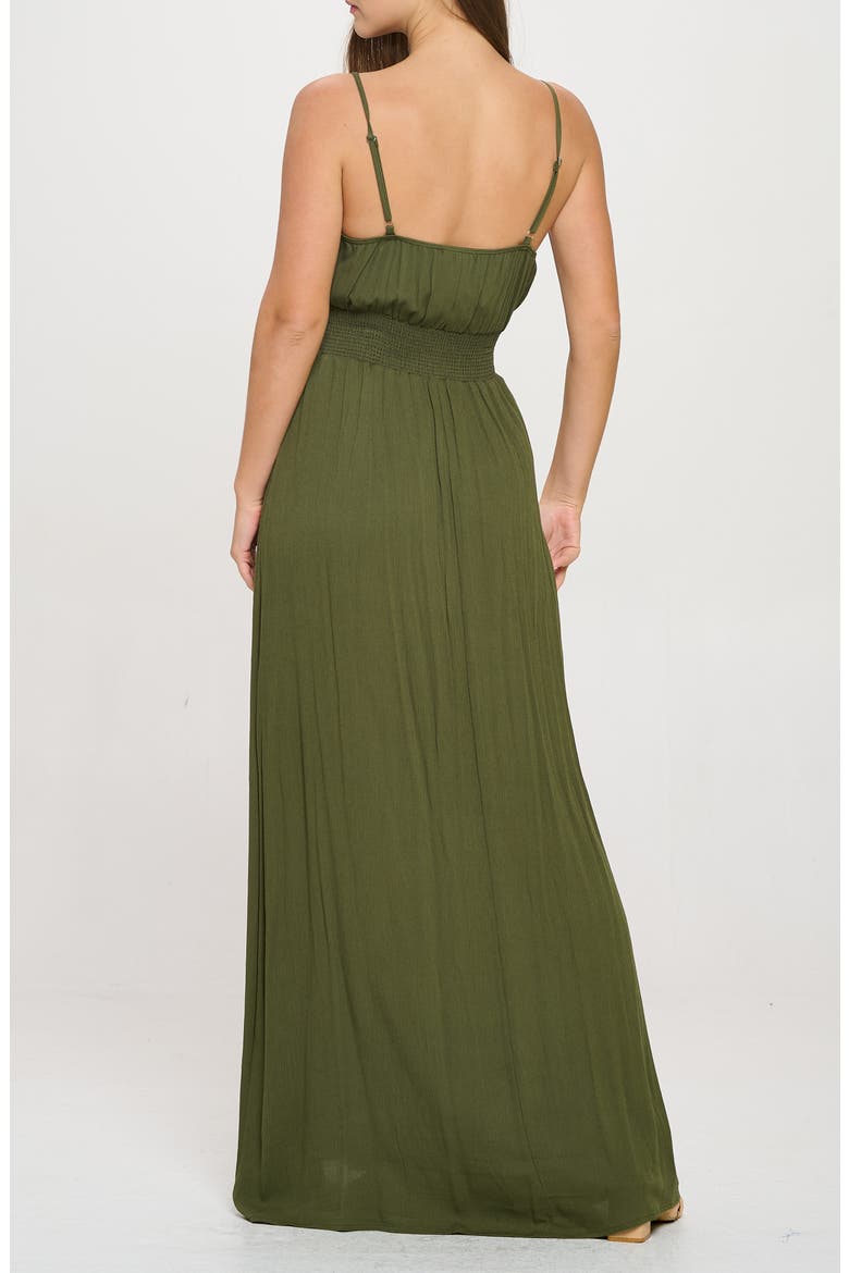 Solid Sleeveless Gauze Maxi Dress, Alternate, color, OLIVE
