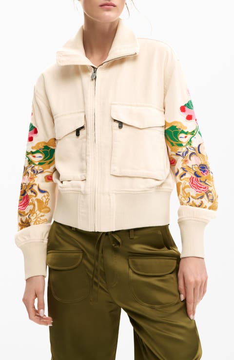 Embroidered Sleeve Detail Jacket