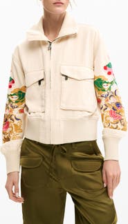 Desigual Embroidered Sleeve Detail Jacket