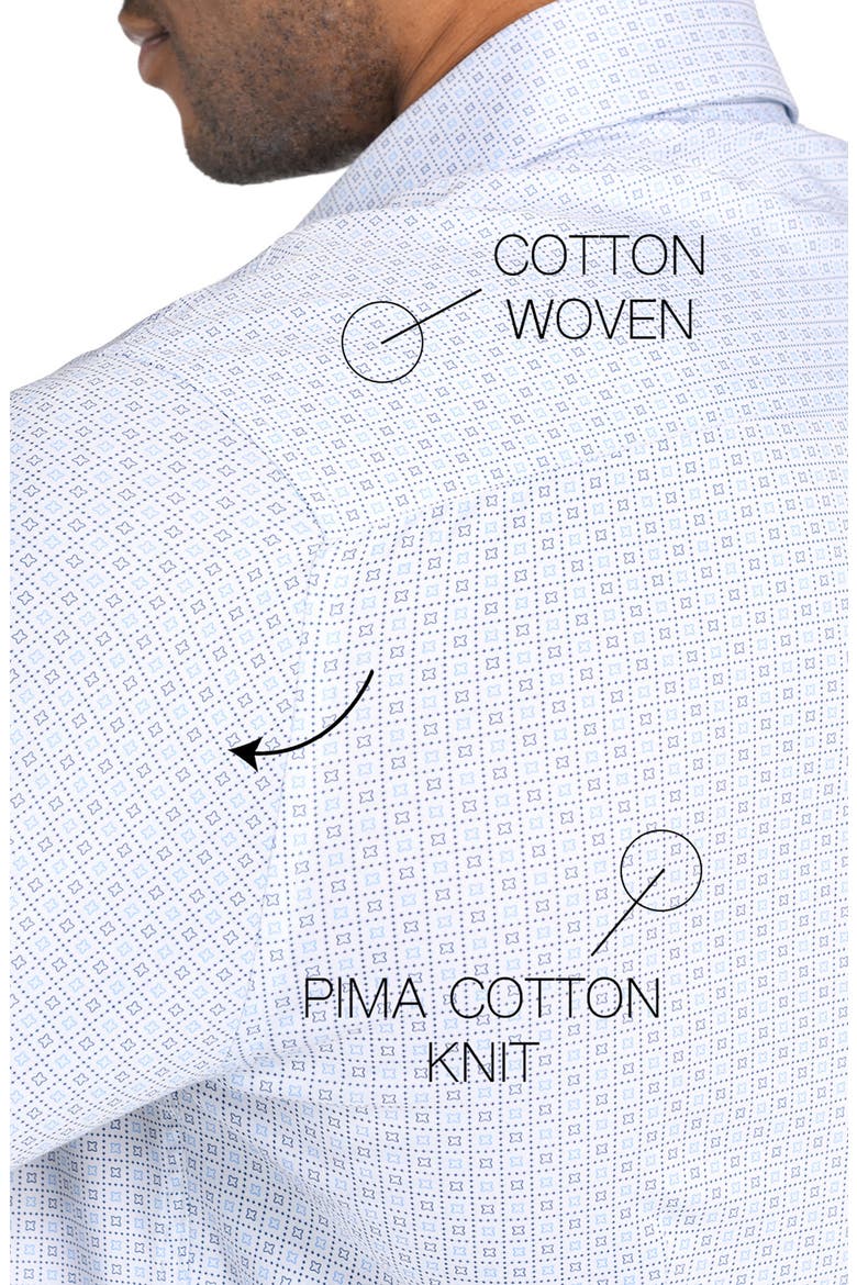 Cross Geo Print Reworked Dress Shirt, Alternate, color, WHITE/ BLUE