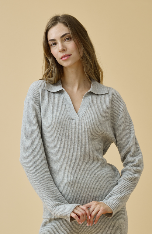 Kip. Kip Merino Cashmere Lounge Sweater In Gray