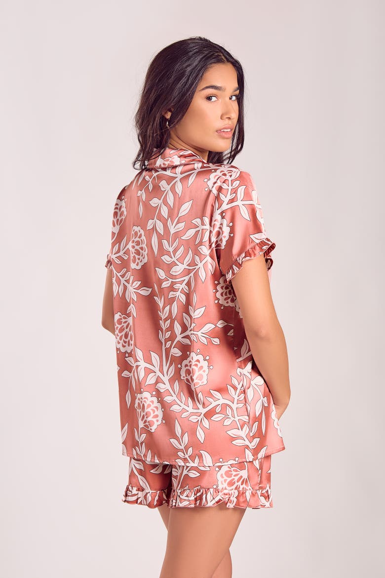 Satin Nightgown with Ruffle Neckline, Alternate, color, Dusty Rose