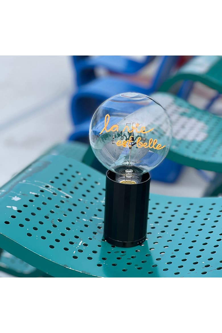 La Vie Est Belle Portable Table Lamp, Alternate, color, Black