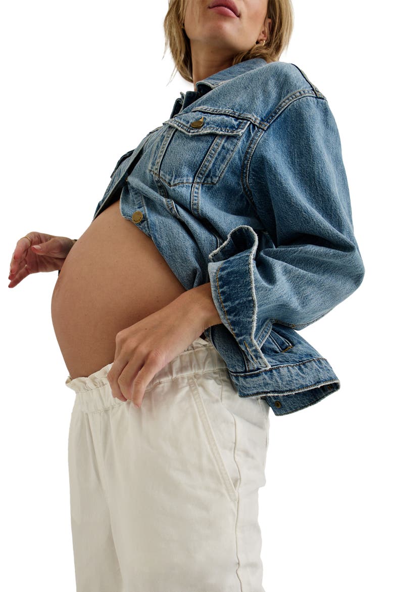 The Classic Maternity Jean Jacket, Alternate, color, LIGHT WASH