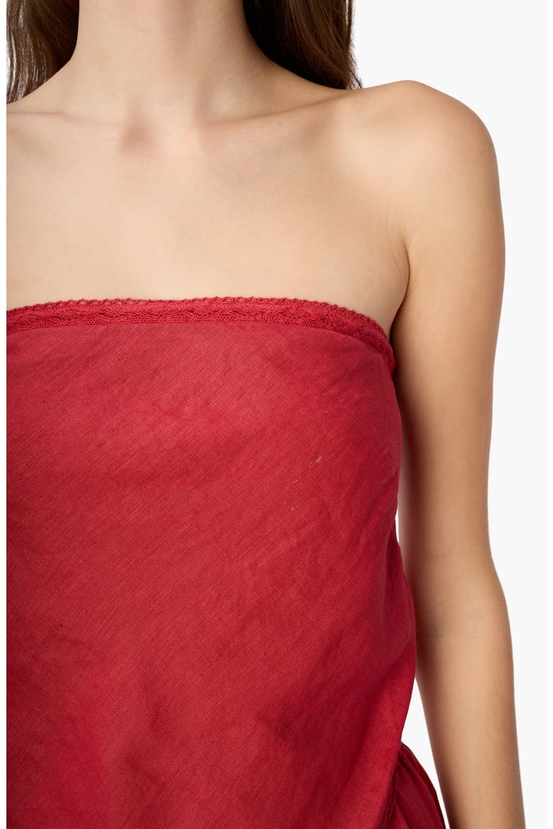 Gael Strapless Handkerchief Hem Linen Blend Camisole, Alternate, color, HUCKLEBERRY