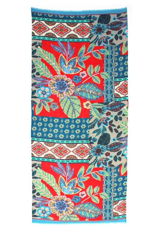 Vismaya Woven Wool Fringe Scarf In Red