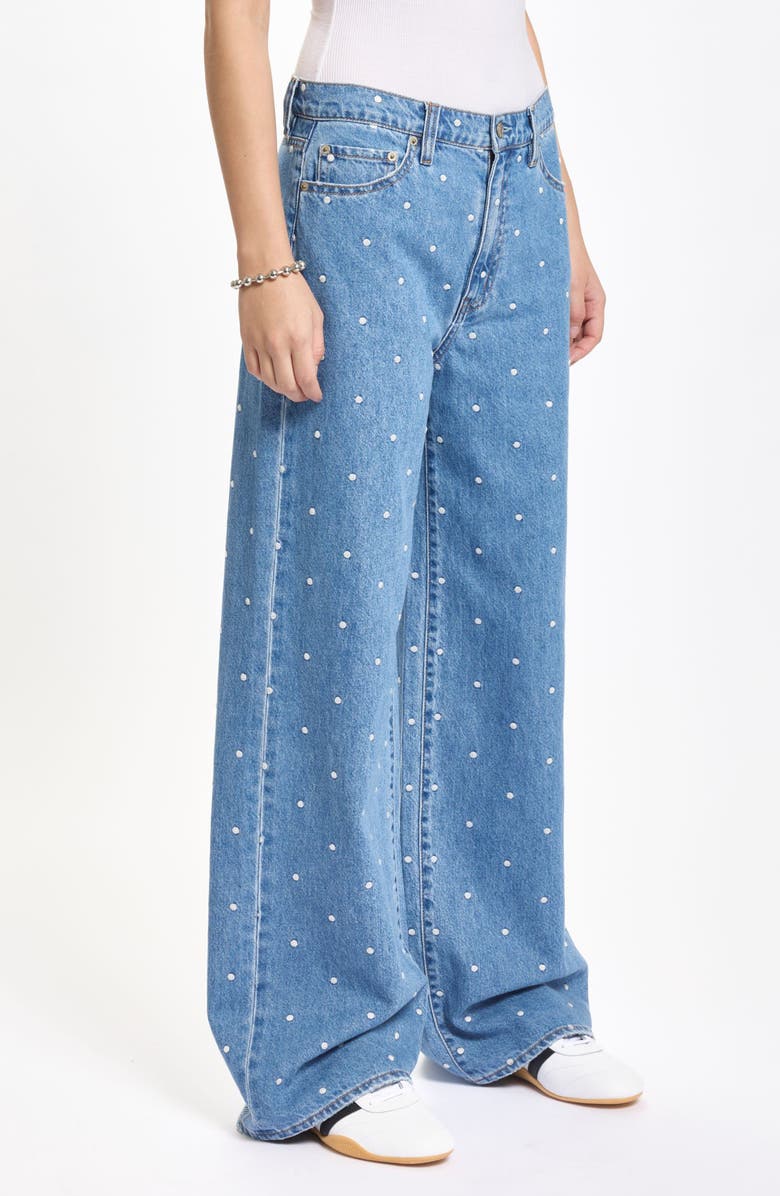 DAZE The Wanderer Polka Dot High Waist Wide Leg Jeans, Alternate, color, Full Circle